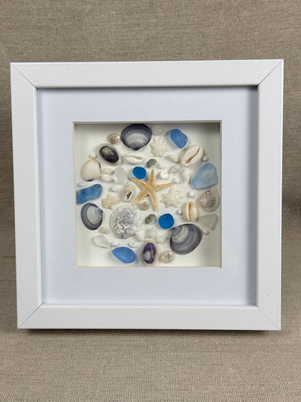 Blue & White Coastal Seashell Art