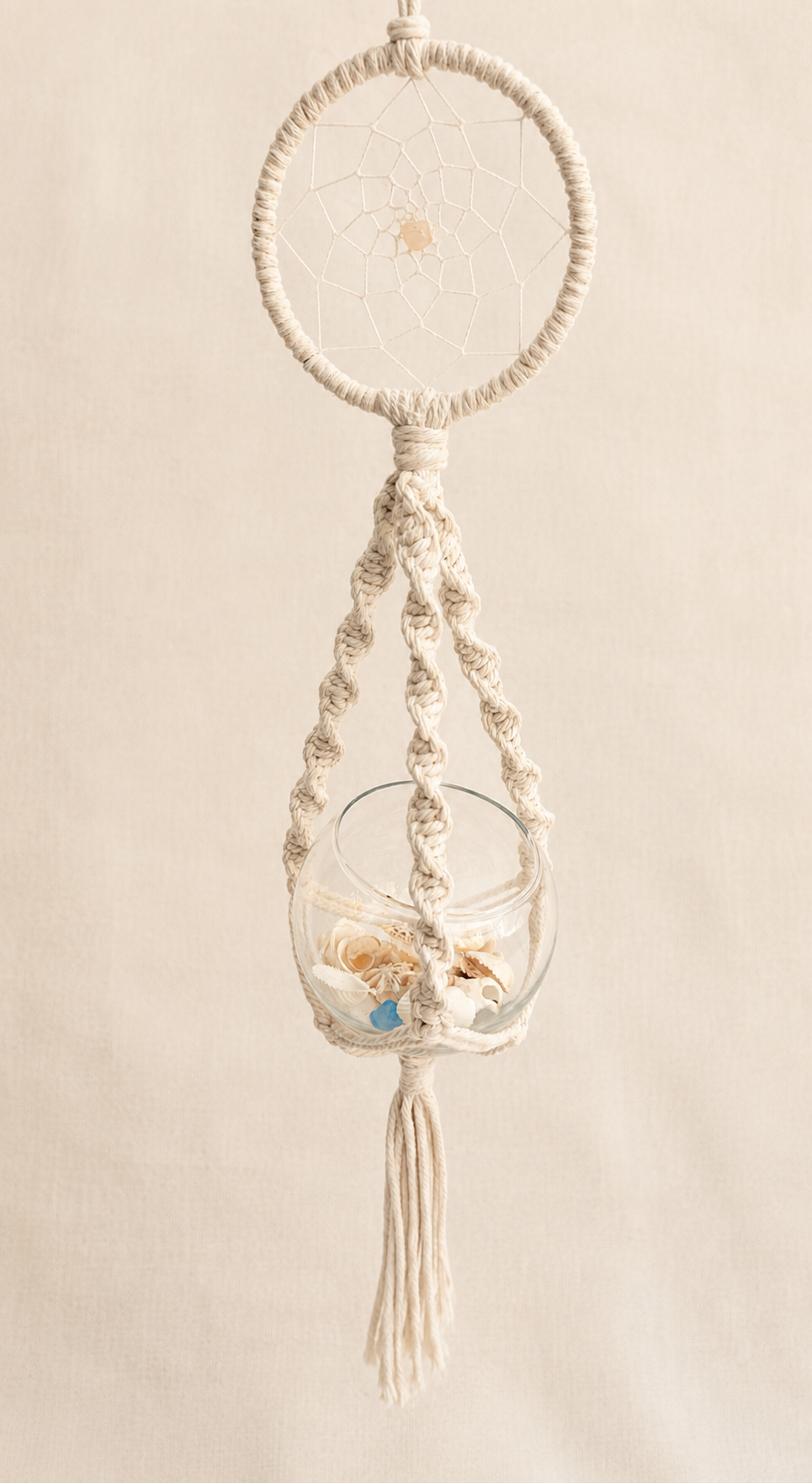 Coastal Hanger with Dreamcatcher (Rose Quartz)