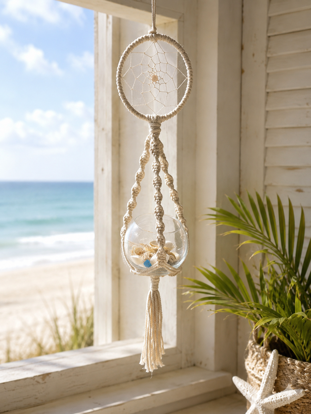 Coastal Hanger with Dreamcatcher (Rose Quartz)